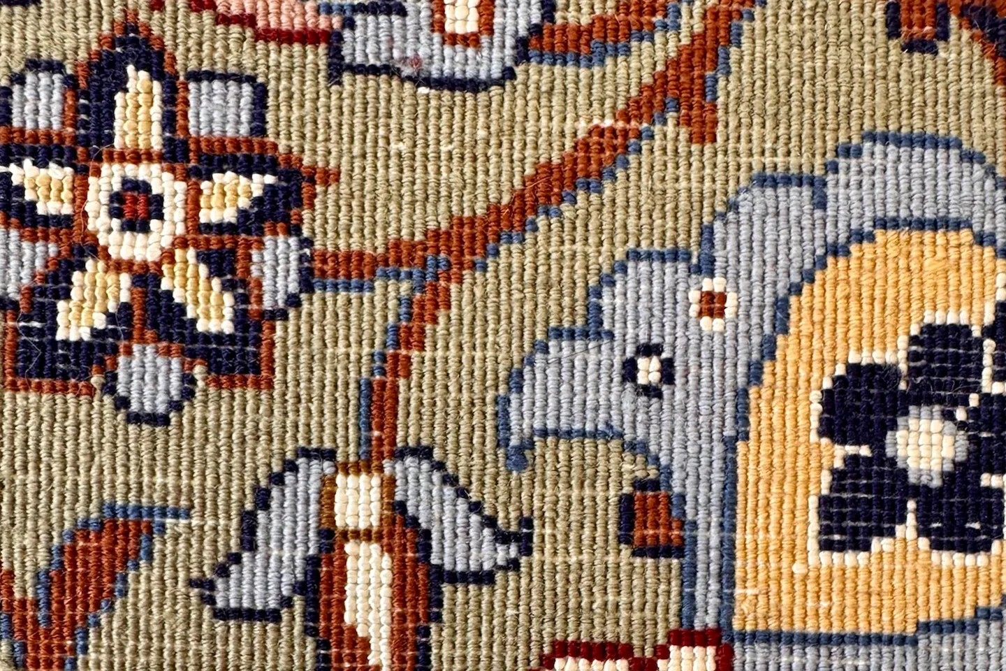 The back of a finely woven Persian rug showing the individual knots